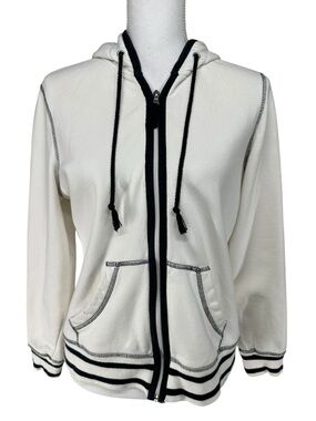 SJB Active / Off-White ZipUp Hoodie / Medium / Activewear Athleisure Workout